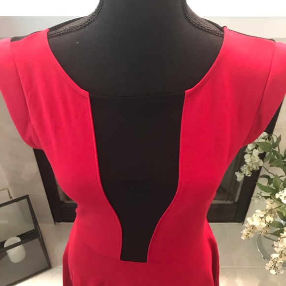 Bebe Red Sheer Top Dress - Picture 2 of 8